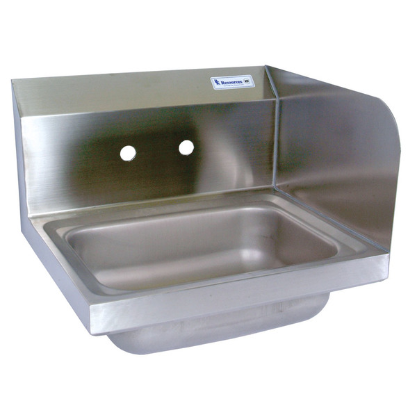 Bk Resources Hand Sink Stainless Steel, Right Side Splash 1-7/8" DR 2 Holes BKHS-W-1410-RS